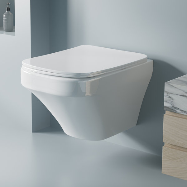 SUPERFLO Square Elongated Wall Hung Toilet With Dual Flush, Compact